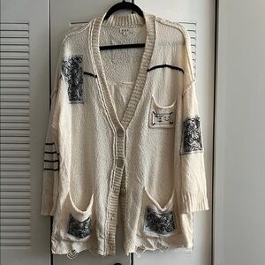 POL Cream Cardigan with Black Accents